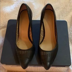 Black Leather 3” Heels, size 6